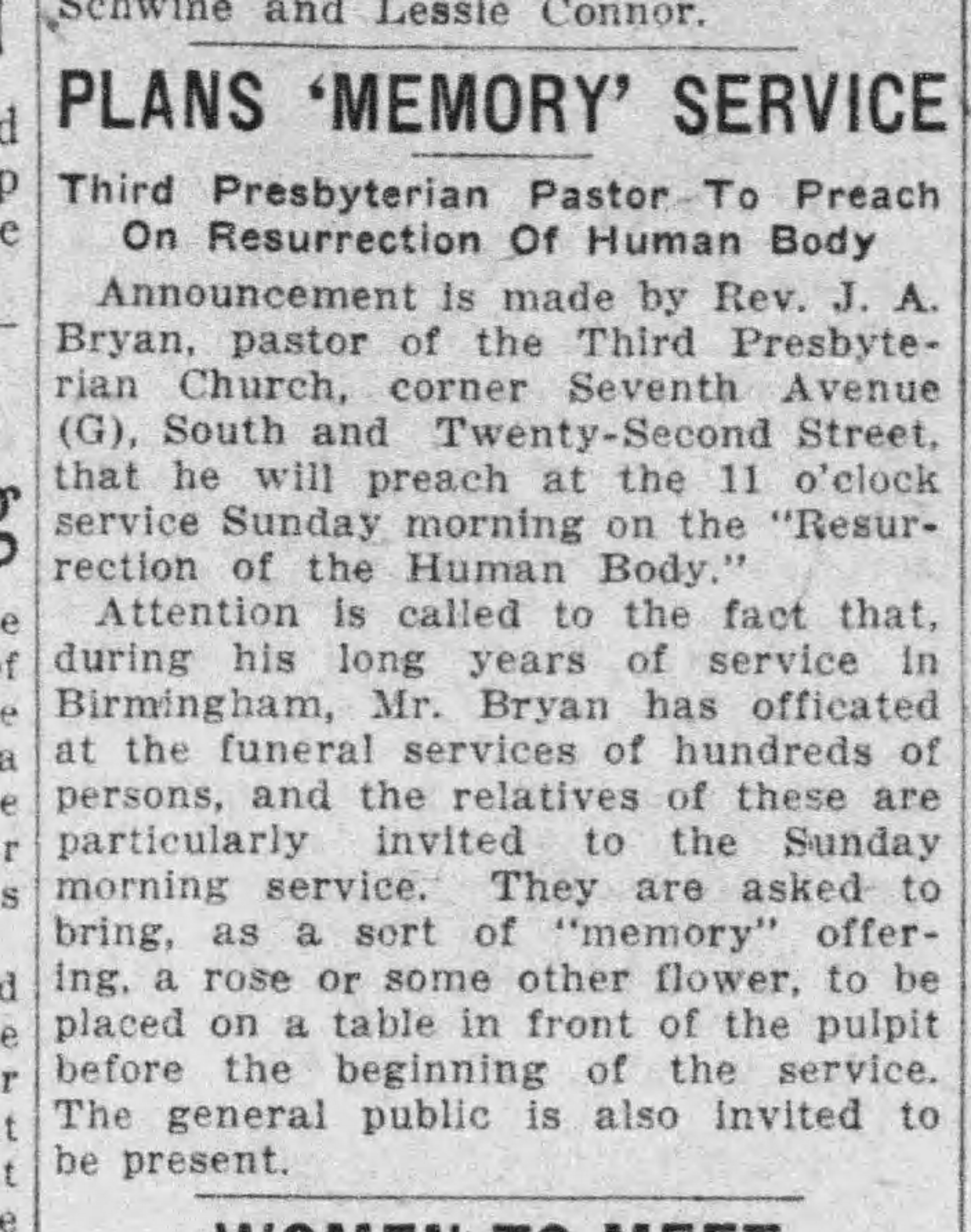 Plans 'Memory' Service